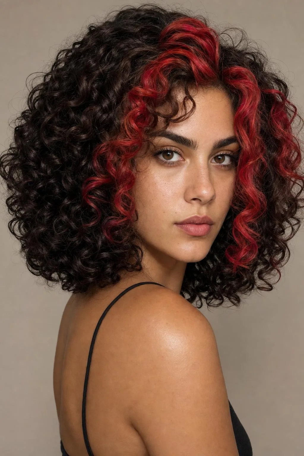 Dark Curls With Red Highlights