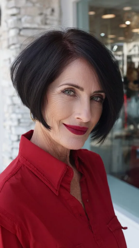 Deep Side-Part A-Line Chin-Length Bob with Subtle Root Warmth