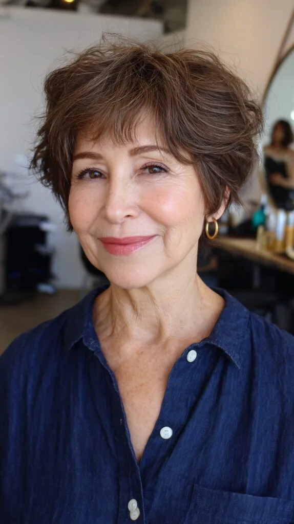 Dynamic Brunette Textured Crop for Active Seniors