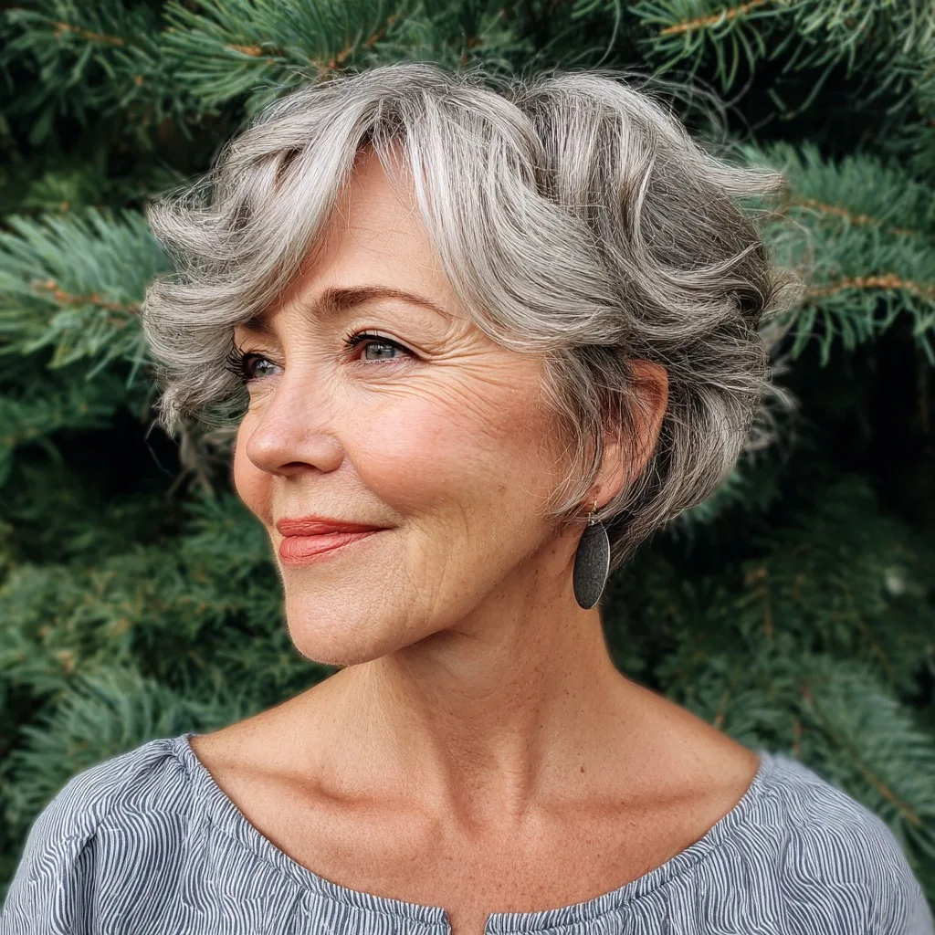 Effortless Silver Bixie Shag with Soft Waves