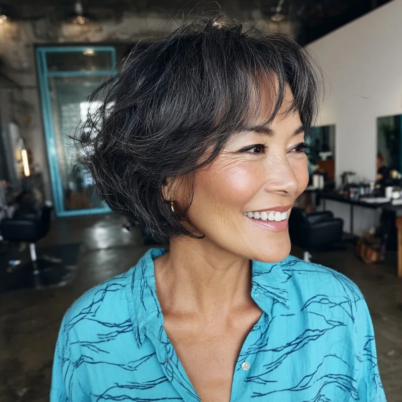 Effortless Textured Bob with Wispy Bangs