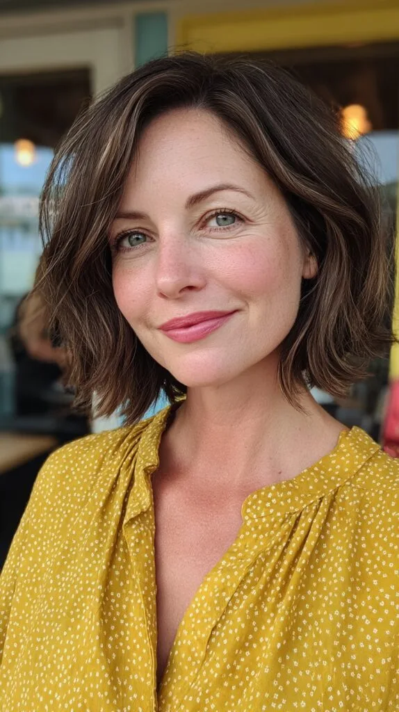 Effortlessly Chic Textured Lob with Subtle Waves