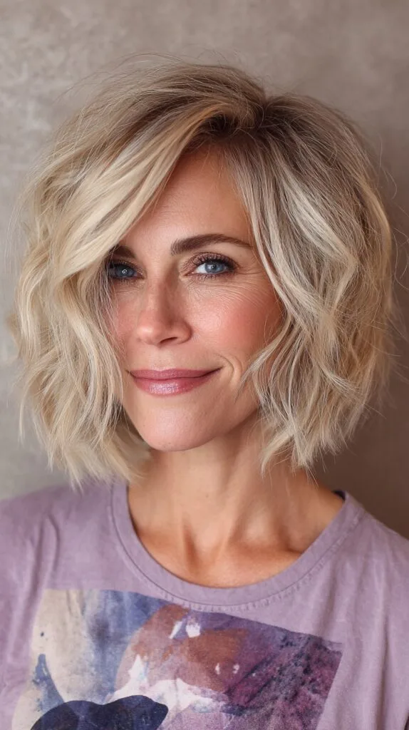 Effortlessly Chic Tousled Bob for Mature Women