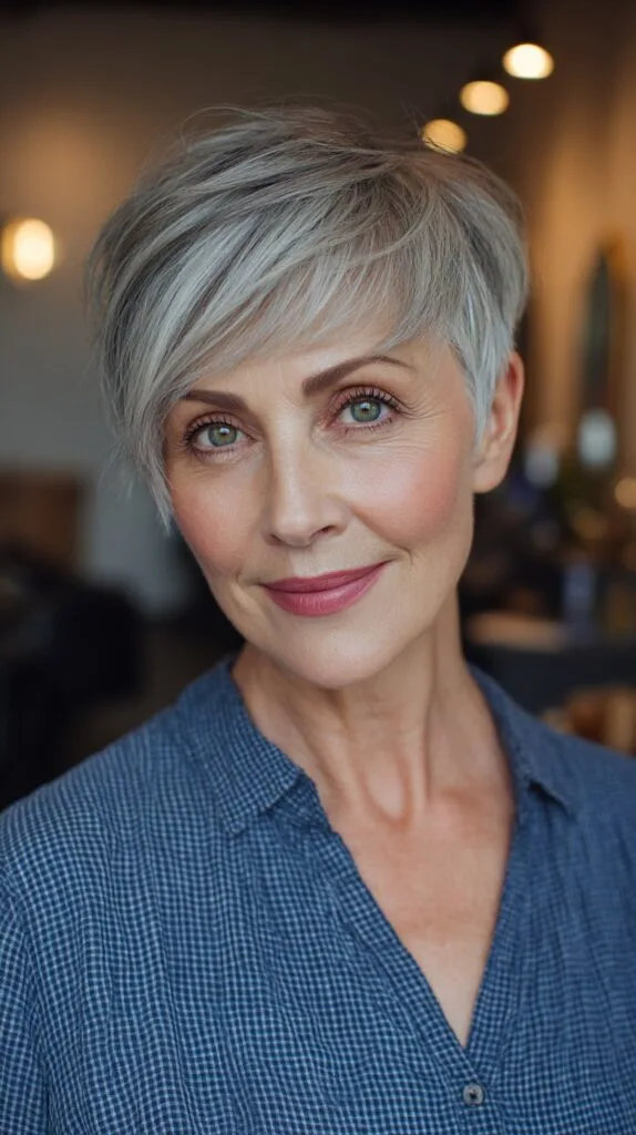 Elegant Feathered Pixie Cut with Subtle Highlights