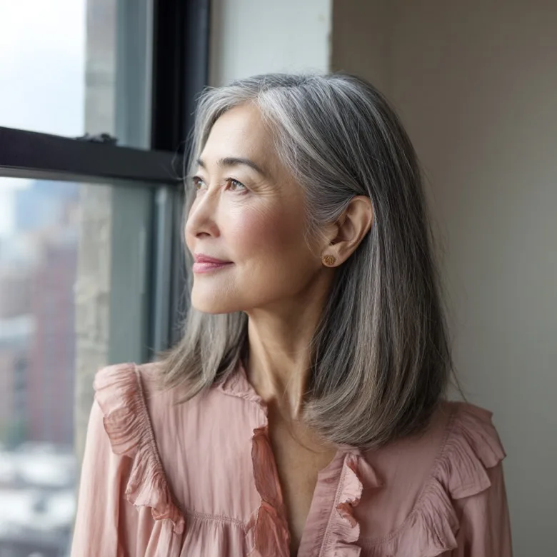 Elegant Gray Bob with Soft Layers