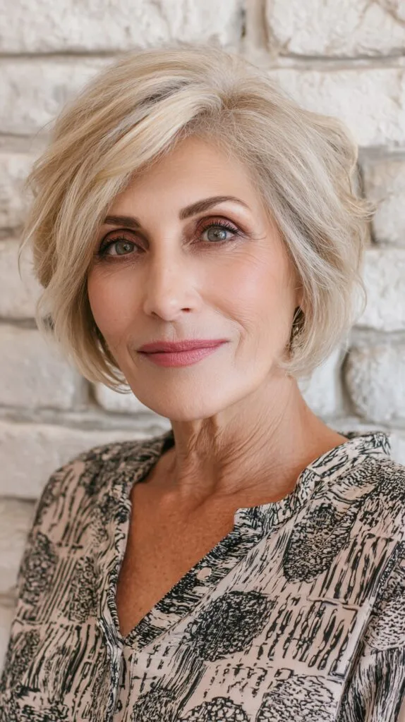 Elegant Layered Short Cut with Soft Waves