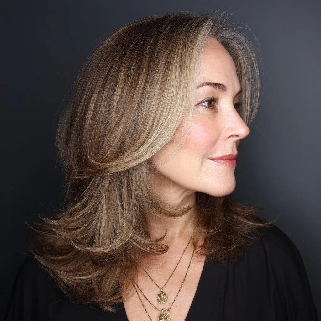 Elegant Long Layered Cut with Face-Framing Highlights