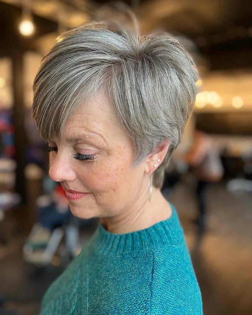 Elegant Salt and Pepper Pixie Cut for Ladies 60 and Over