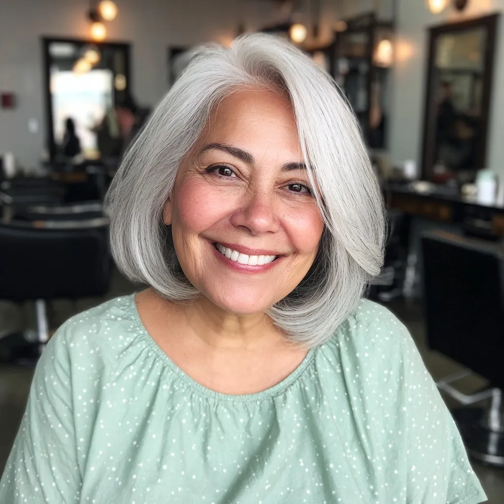 Elegant Silver A-Line Bob with Soft Volume