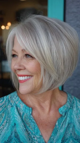 Elegant Silver Bob with Soft Layers