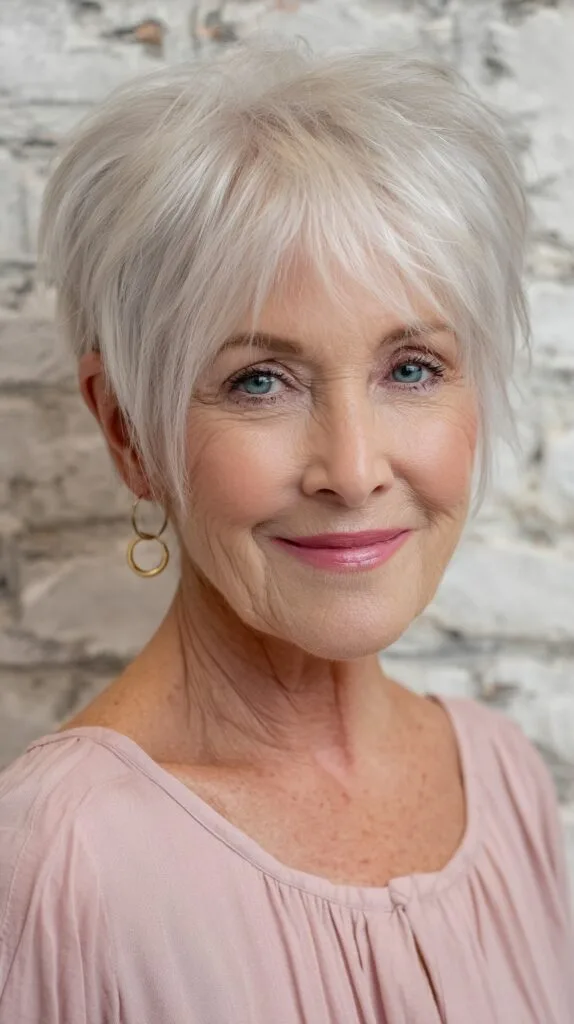 Elegant Silver Layered Bob for Age-Defying Style