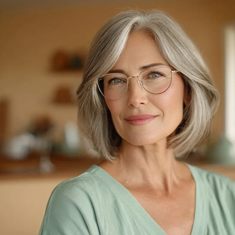 Elegant Silver Layered Bob with Soft Texture