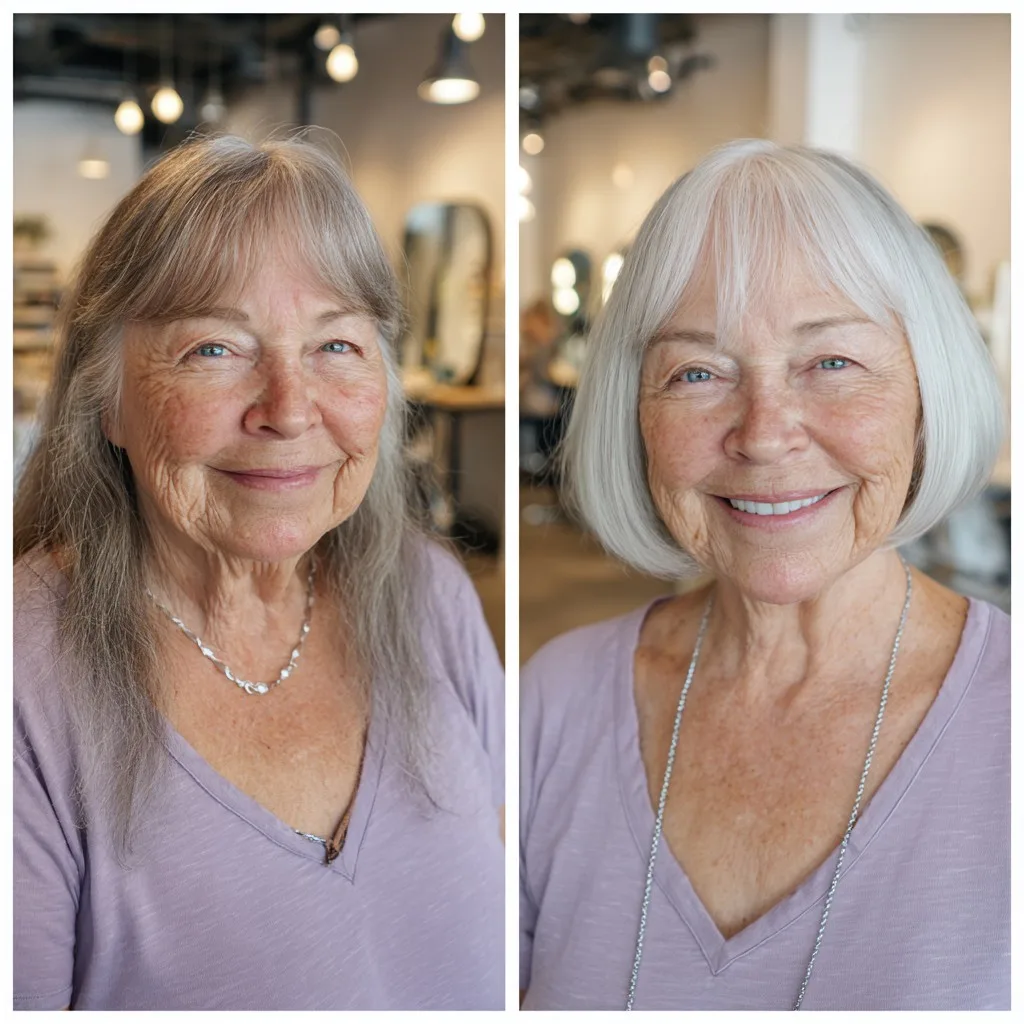 Elegant Silvery Bob with Soft Rounded Edges