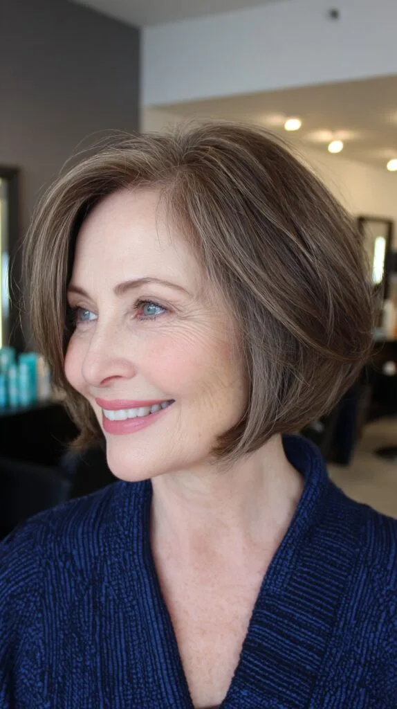 Elegant Softly Curled Bob with Subtle Highlights