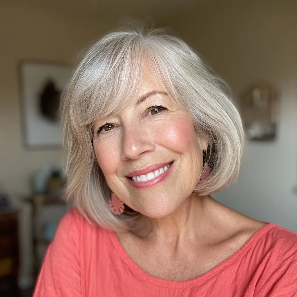 Elegant Softly Layered Ash Blonde Bob