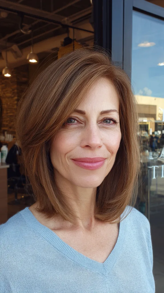 Elegant Softly Layered Lob with Natural Movement