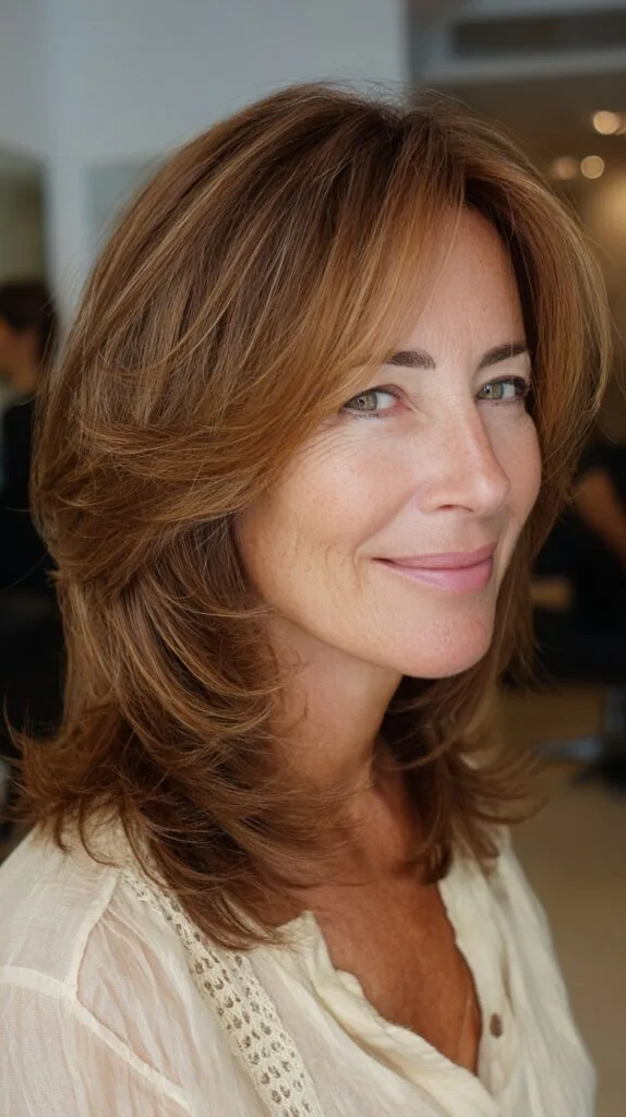 Face-Framing Feathered Mid-Length with Curtain Bangs