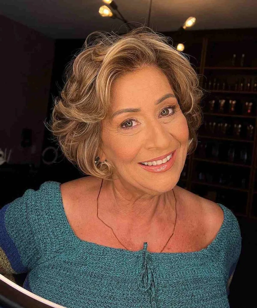 Feathered Layered Bob Cut for a Lady Over 50