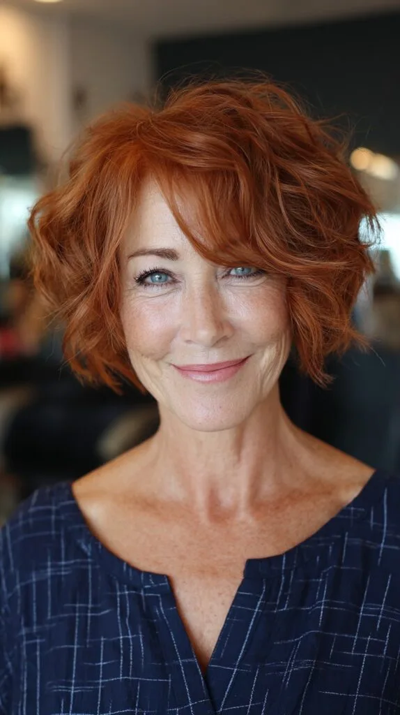 Fiery Copper Layered Waves for Vibrant Maturity
