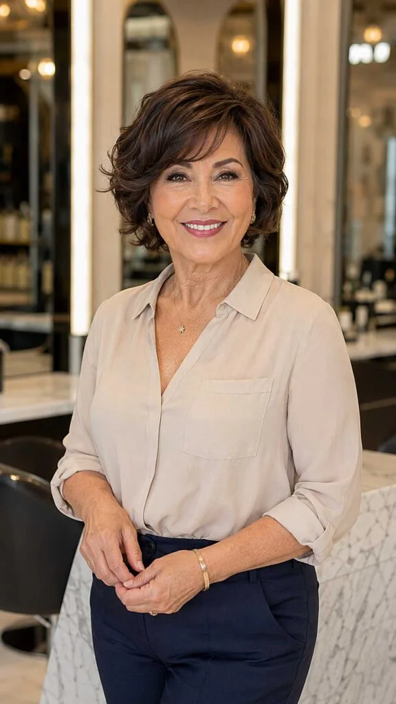Flirty wavy bob with chocolate and chestnut tones