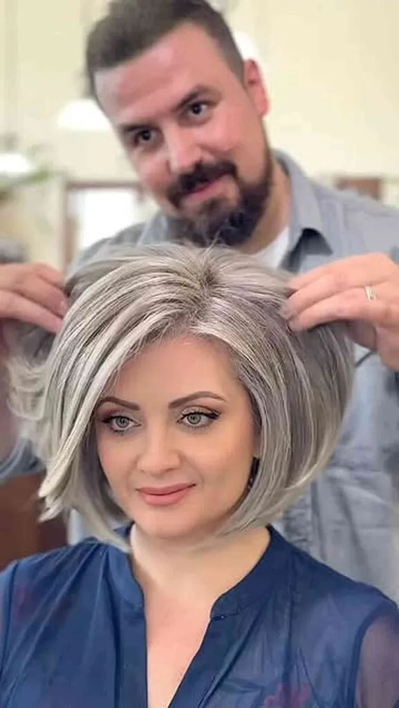 Frosted Silver Angled Volume Bob