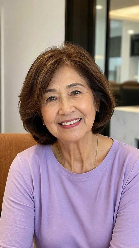 Full Chestnut Bob with Layered Volume