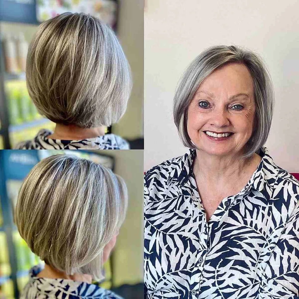 Graduated Bob For Women Over 70 with Straight Hair