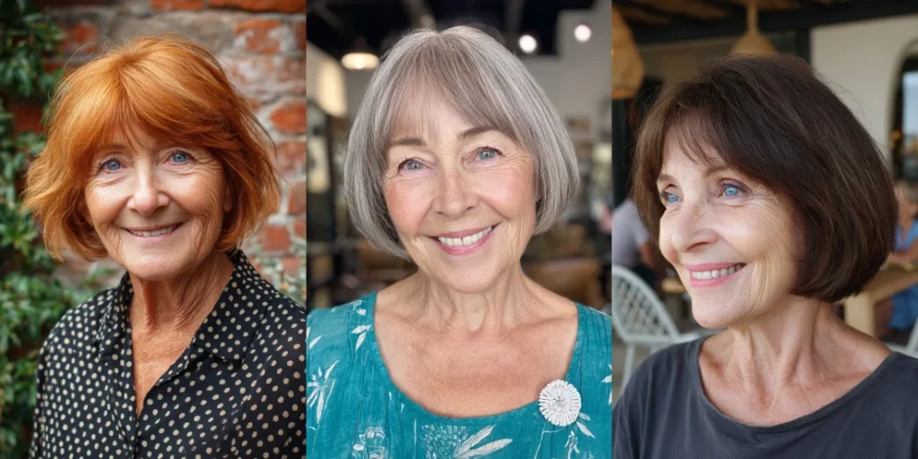 50 Stunning Jaw-Length Bob Haircuts with Curtain Bangs Women Over 70 Are Getting