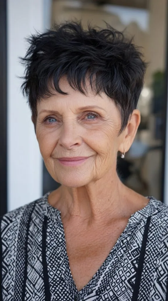 Jet-Black Choppy Pixie with Lifted Textured Crown