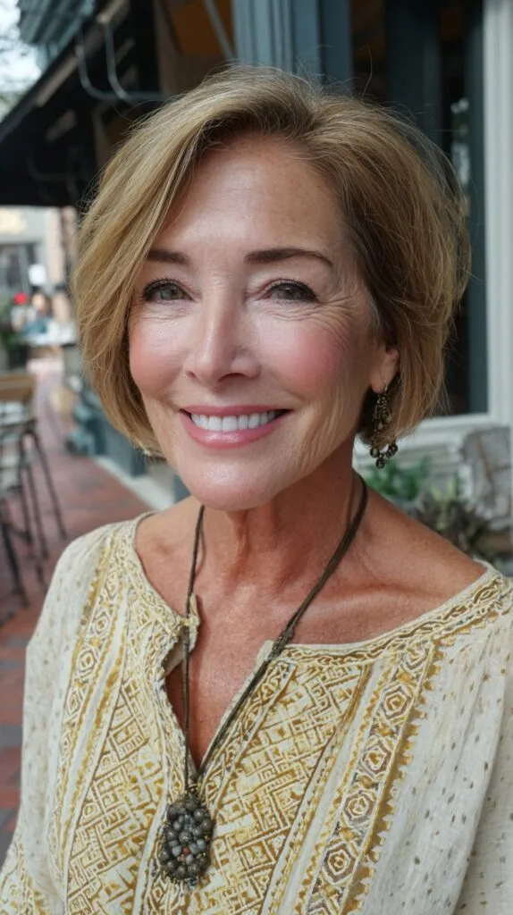 Lifted Side-Parted Blonde Short Bob with Soft Face-Framing