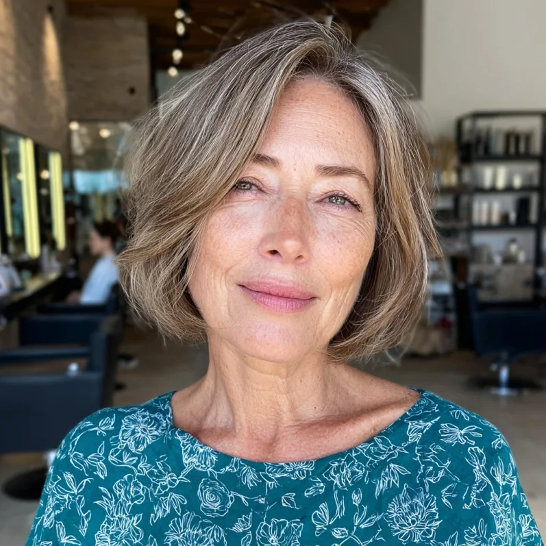 Lightly Textured Bob with Side-Swept Bangs