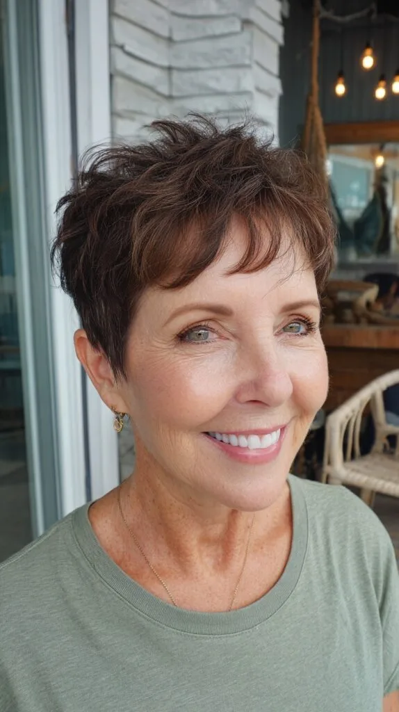 Lively Auburn Flicked-Out Pixie for Silvering Hair