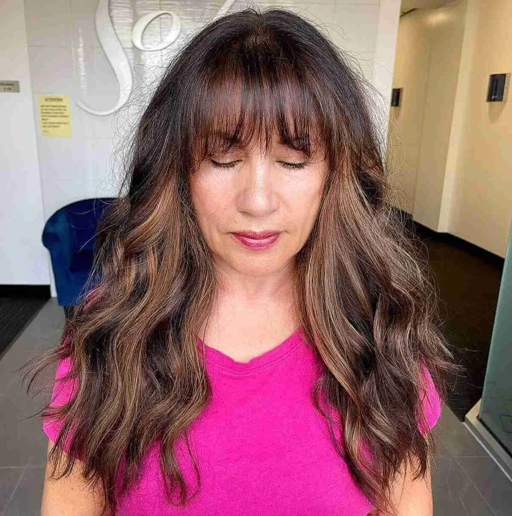 Long Brunette Hair With Dimension for Women Over Fifty