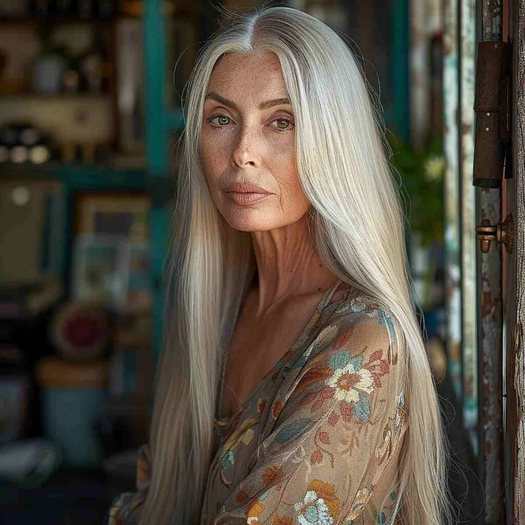 long hairstyle for over 50 woman with fine hair