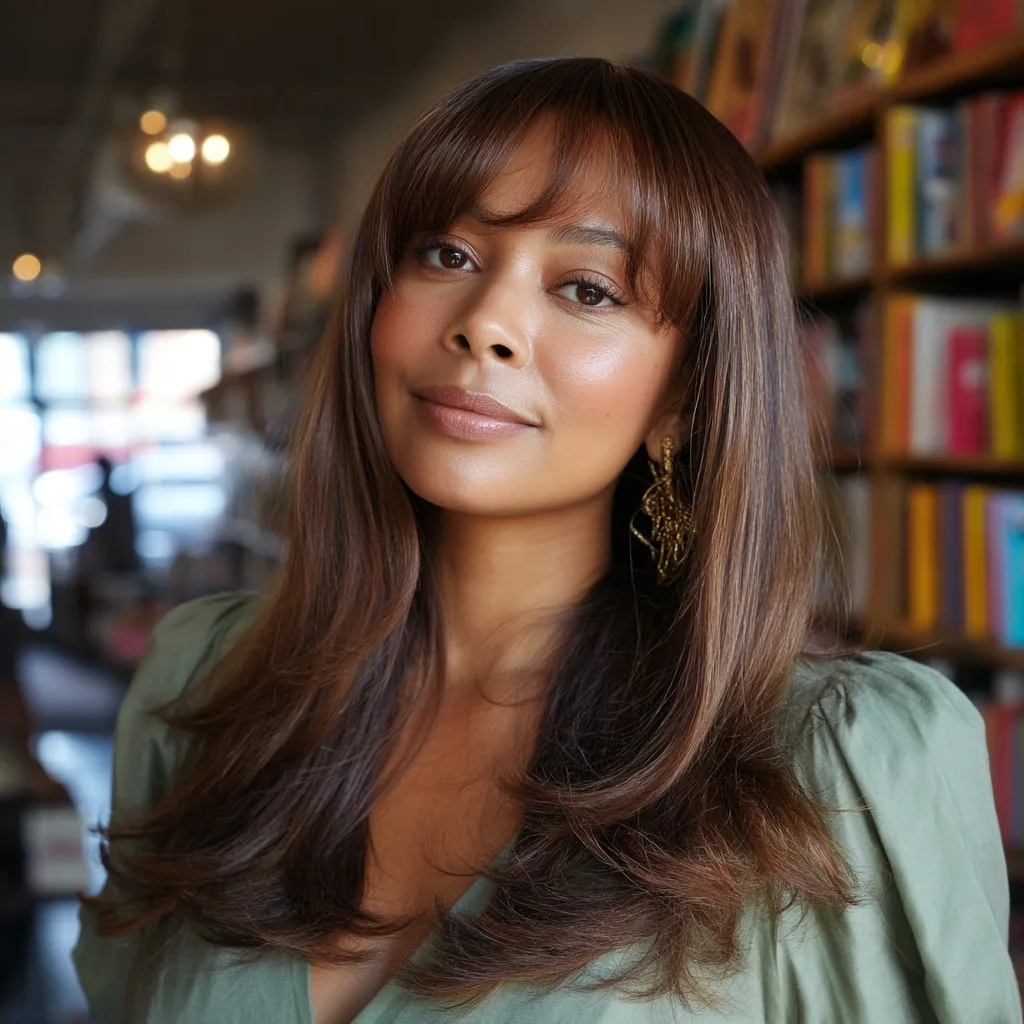 Long Layered Cut with Wispy Bangs