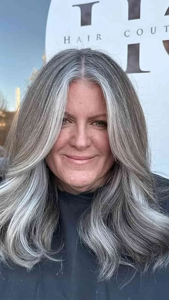 Medium Layered Salt and Pepper Hair