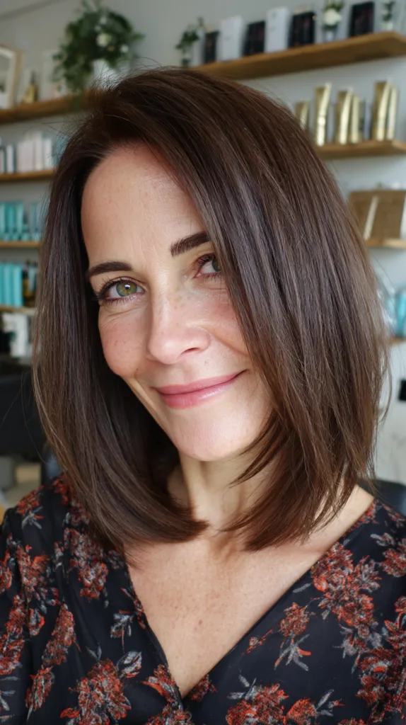 Modern Chocolate Lob with Subtle Layers