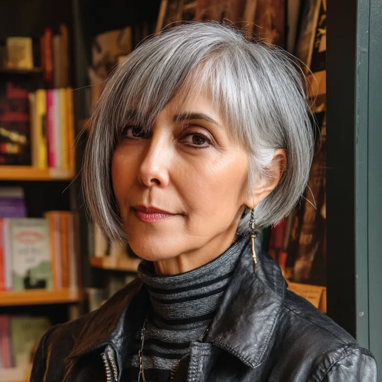 Modern Gray Bob with Face-Framing Layers