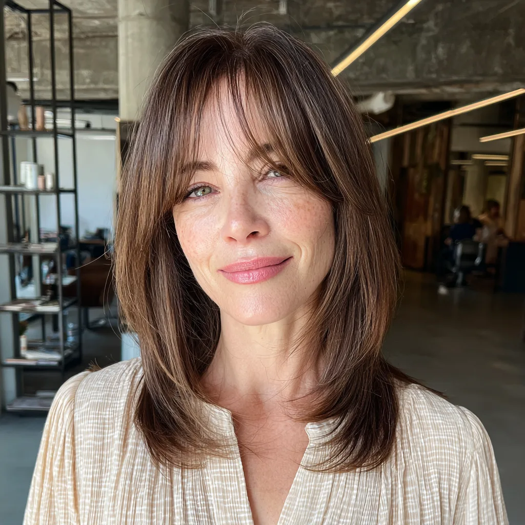Modern Layered Cut with Soft Curtain Bangs