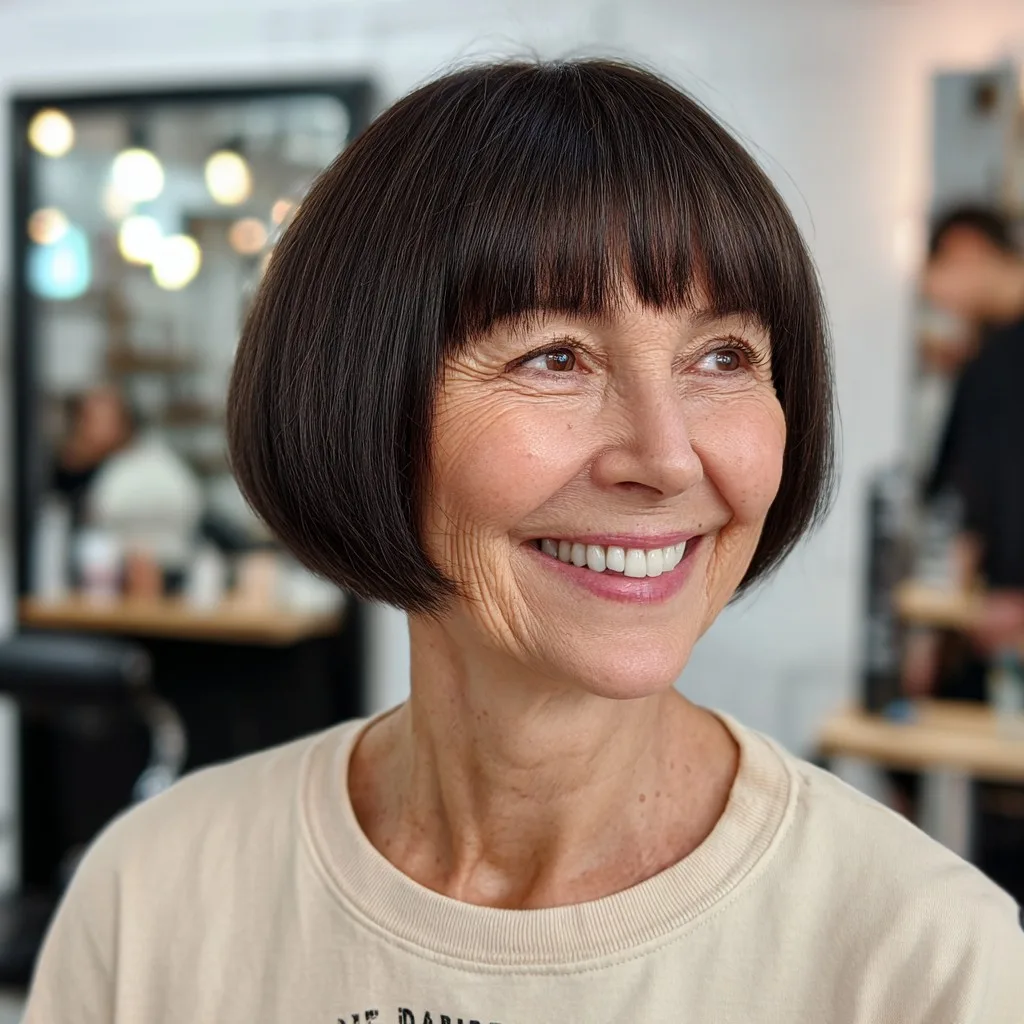 Modern Rounded Bob with Stylish Bangs