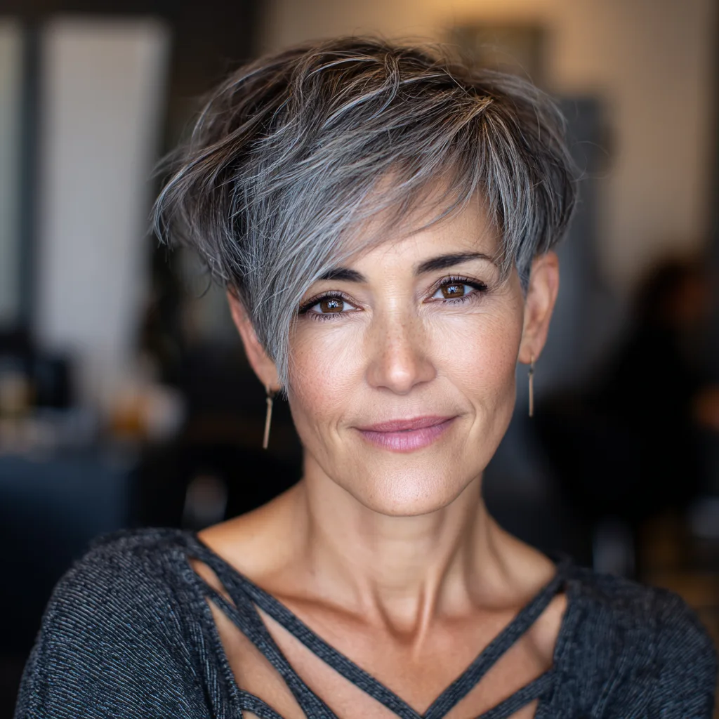 Modern Side-Swept Pixie with Textured Layers