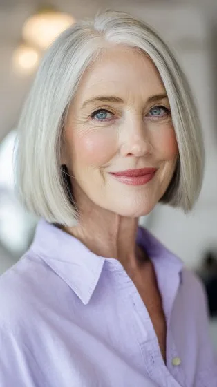 Modern Silver Bob with Elegant Soft Edges