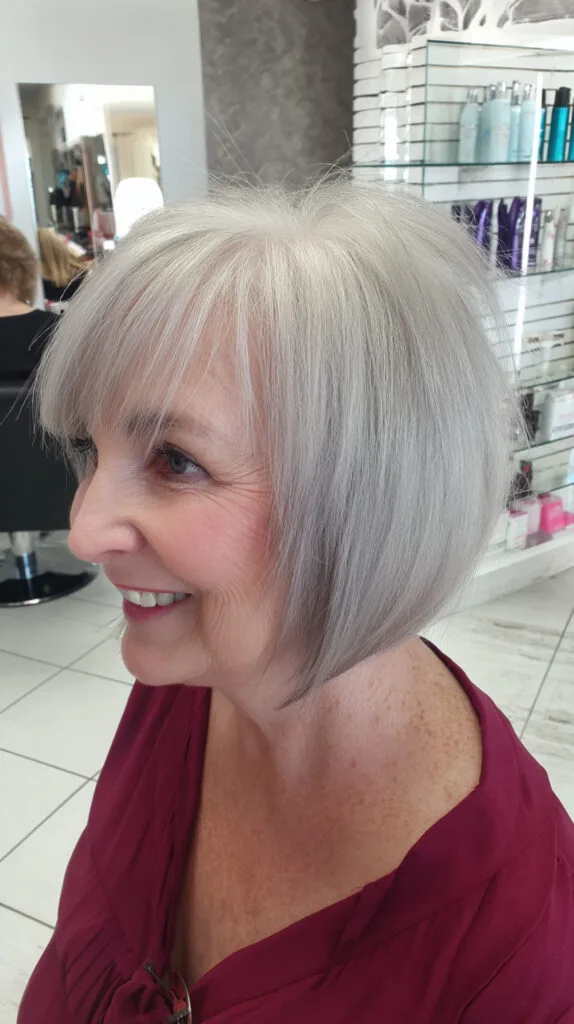 Modern Silver Bob with Wispy Bangs