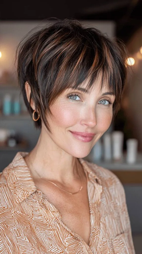 Modern Textured Bixie Cut with Subtle Caramel Highlights