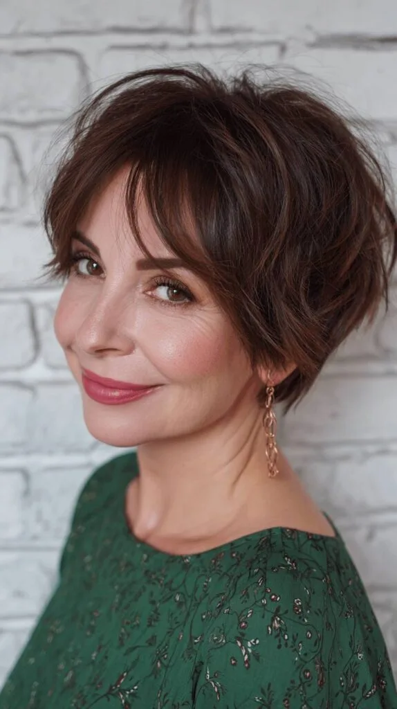 Modern Textured Bixie Cut with Wispy Bangs