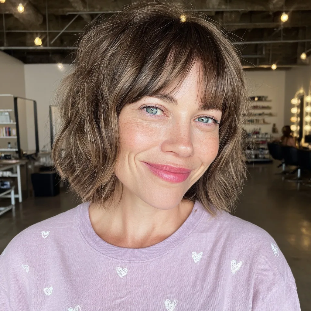 Modern Textured Bob with Soft Bangs