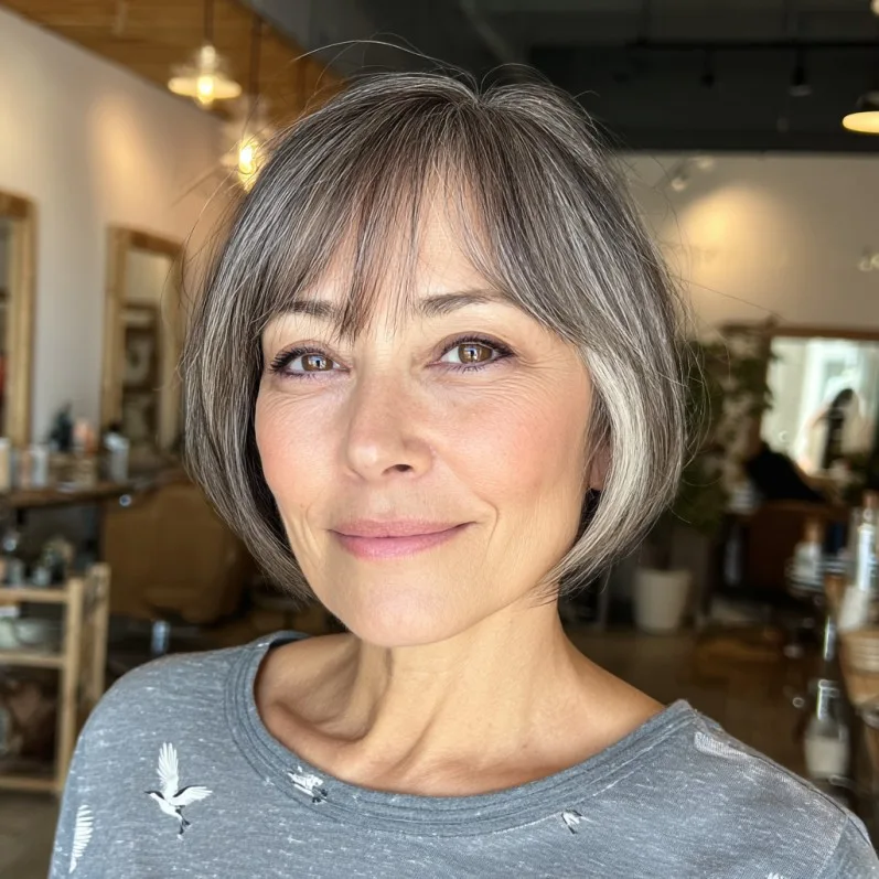 Modern Textured Bob with Soft Bangs