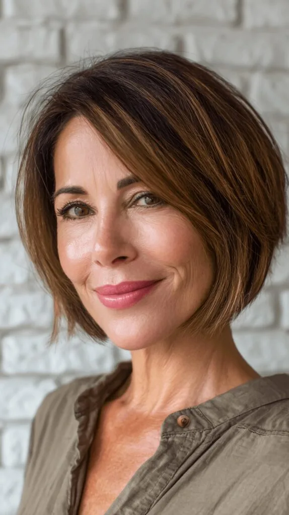 Modern Textured Bob with Subtle Balayage Highlights