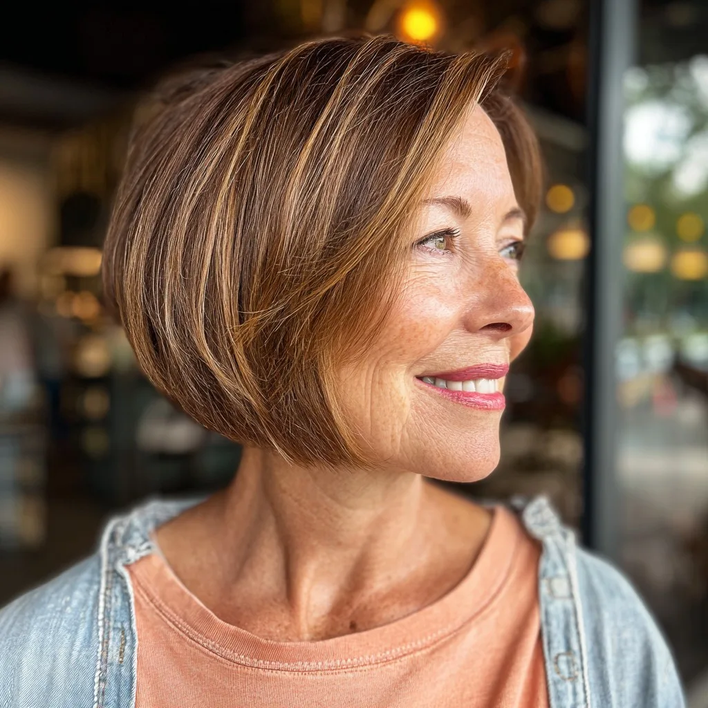 Modern Textured Bob with Warm Highlights