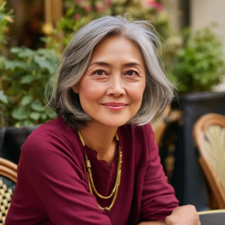 Modern Textured Gray Bob with Face-Framing Layers